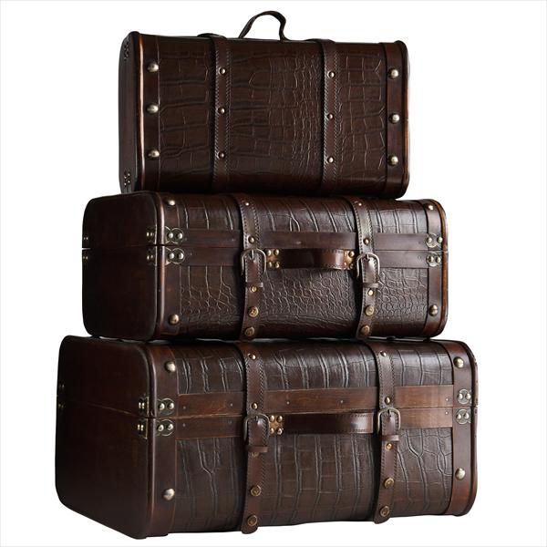 Trunk Brown Alligator Set of 3