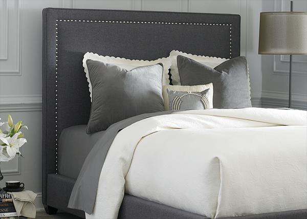 Dark Grey Nail Head Bedroom Set